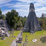 Panoramic image of the the Mayan ruins of Tikal in Guatemala.