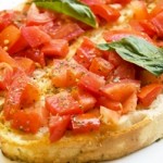 Fresh bruschetta with tomato and basil